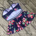 Women Floral Sexy Peplum Swimsuit Stripes Printing Ruffled Bikini Set Push Up Swimwear Beach Wear Bathing Suit